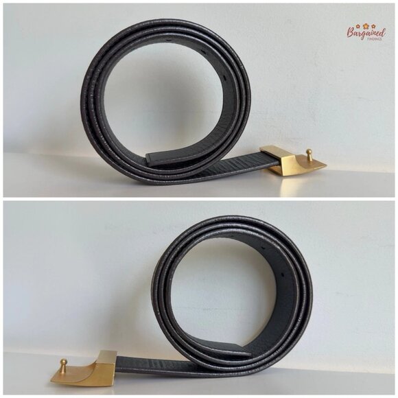 Auth Louis Vuitton Brown Damier Coated Canvas Leather Gold Buckle Belt 85/34 - Picture 10 of 14